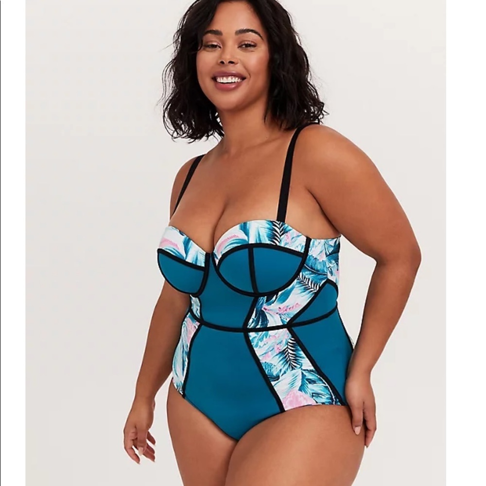 New!‎ Torrid 2 Palm Underwire Swim Bathing Suit 2X - Picture 4 of 5